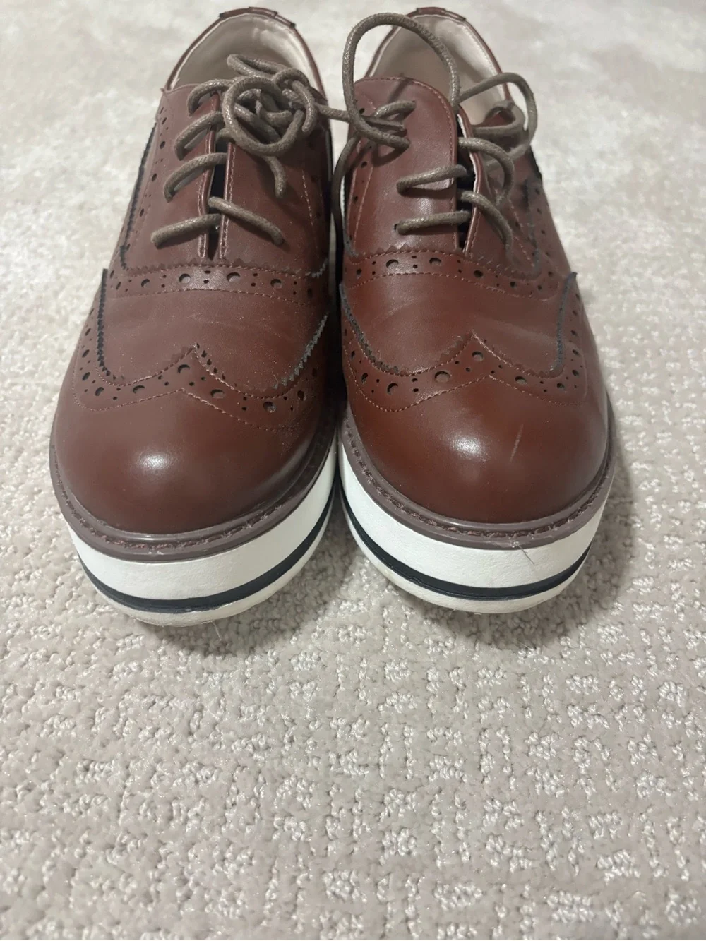 Bruno Marc Wingtip Lace-Up Platform Loafers